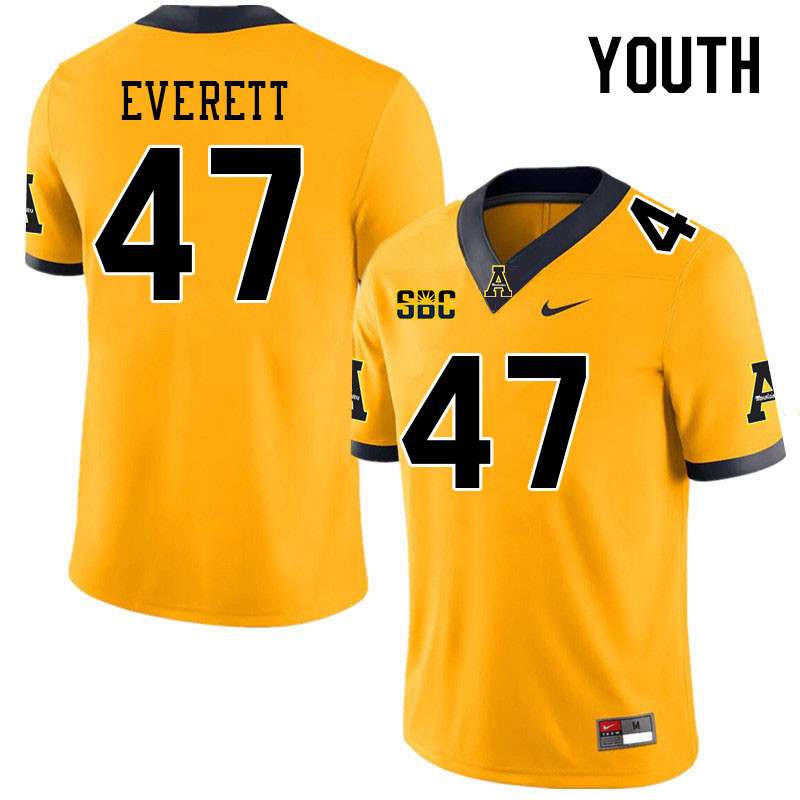 Youth #47 Carter Everett Appalachian State Mountaineers College Football Jerseys Stitched Sale-Gold